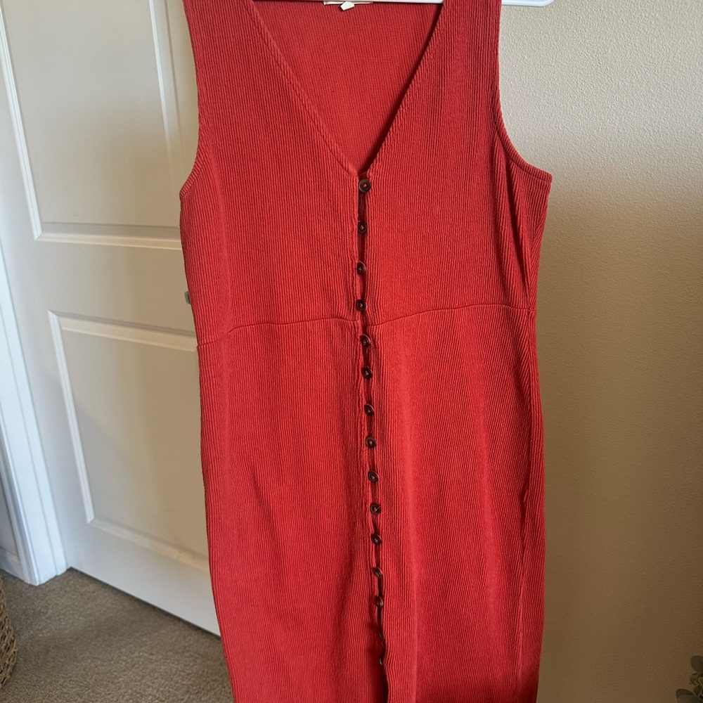 Madewell 💯 Cotton Button‑Front Midi Dress in Rust - Picture 10 of 10